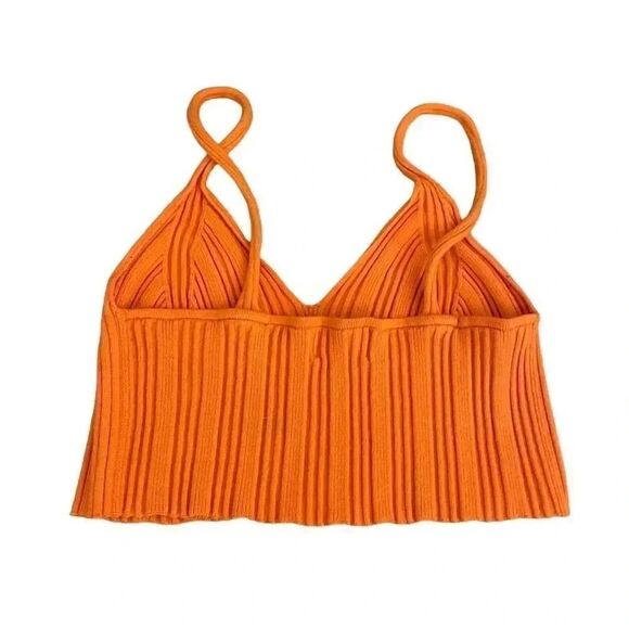 Cider Knit Jersey Women’s Pink & Orange Ribbed V-Neck Cropped Gypsy SZ S # 1117 - Picture 2 of 12